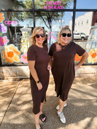 Chocolate Cotton T-Shirt Midi Dress