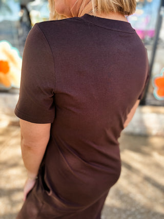 Chocolate Cotton T-Shirt Midi Dress