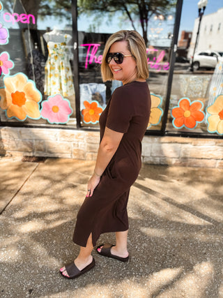 Chocolate Cotton T-Shirt Midi Dress