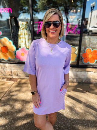 Lavender Cotton Oversized T-Shirt Dress