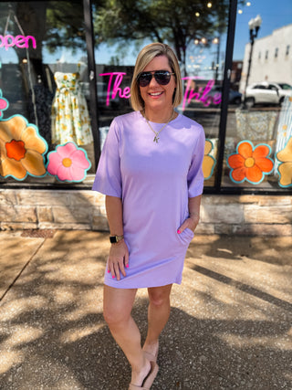 Lavender Cotton Oversized T-Shirt Dress