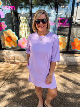 Lavender Cotton Oversized T-Shirt Dress