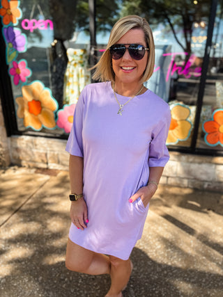 Lavender Cotton Oversized T-Shirt Dress