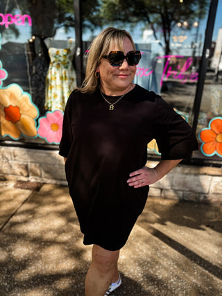 Black Cotton Oversized T-Shirt Dress