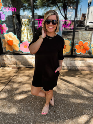 Black Cotton Oversized T-Shirt Dress