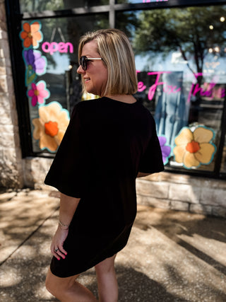 Black Cotton Oversized T-Shirt Dress