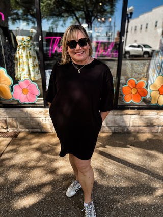 Black Cotton Oversized T-Shirt Dress