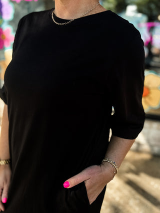 Black Cotton Oversized T-Shirt Dress