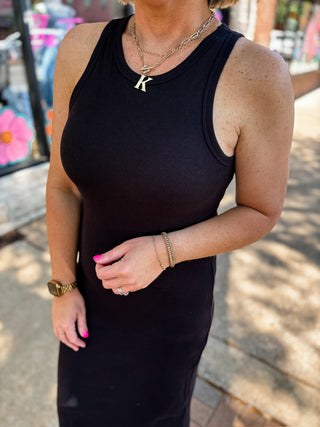 Ribbed Sleeveless Built-In Bra Dress