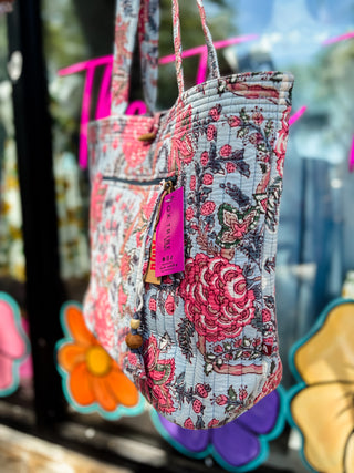Heirloom Floral Quilted Shoulder Bag