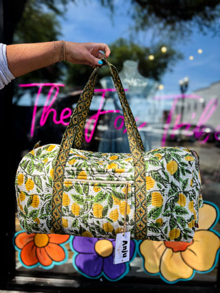 Lemon Grove Block Printed Duffle Bag