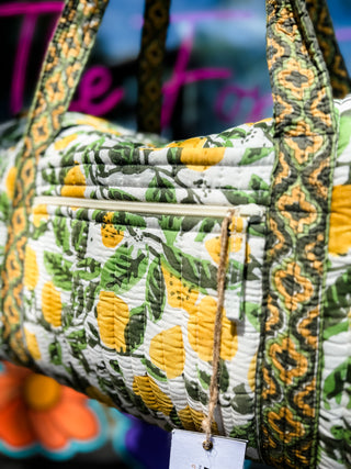 Lemon Grove Block Printed Duffle Bag