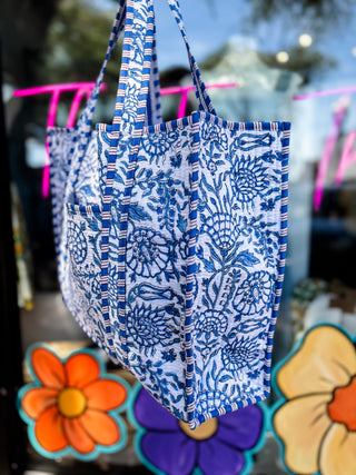 Blue Willow Quilted Tote