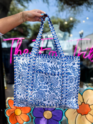 Blue Willow Quilted Tote