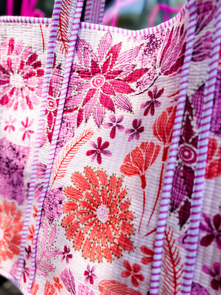 Pink Petal Patch Quilted Tote