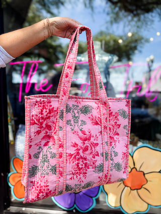 Blush Garden Quilted Tote