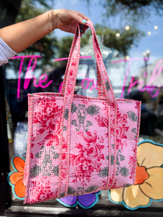 Blush Garden Quilted Tote