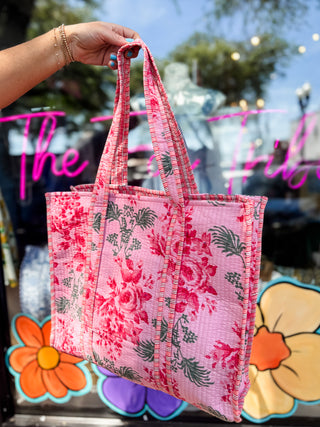 Blush Garden Quilted Tote