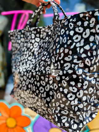 Black Leopard Tote Bag