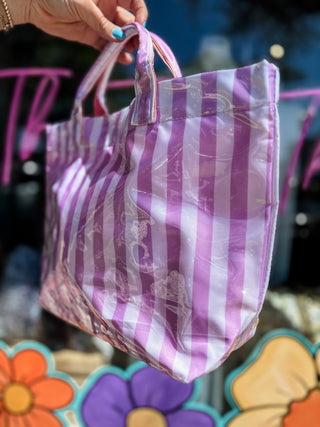 Lavender Striped Tote Bag