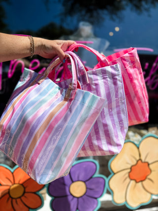 Lavender Striped Tote Bag