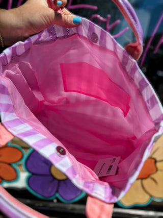 Lavender Striped Tote Bag