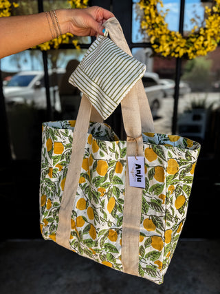 Olive Stripe Handcrafted Zipper Pouch