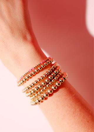 Hot Pink Hazel Bracelet in Gold | Beaded Blondes