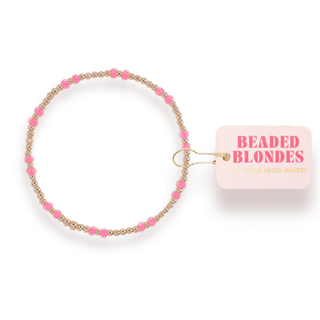 Hot Pink Hazel Bracelet in Gold | Beaded Blondes