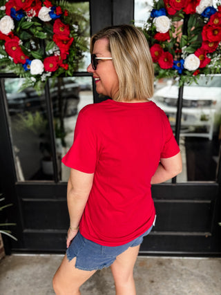 Ruby Red Closet Staple V-Neck