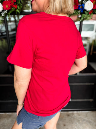 Ruby Red Closet Staple V-Neck