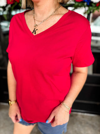 Ruby Red Closet Staple V-Neck