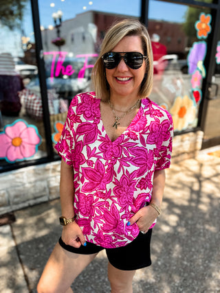 Pink Paradise Floral Top