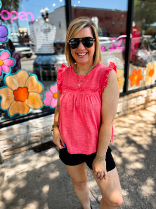 Coral Simply Sweet Ruffle Tank