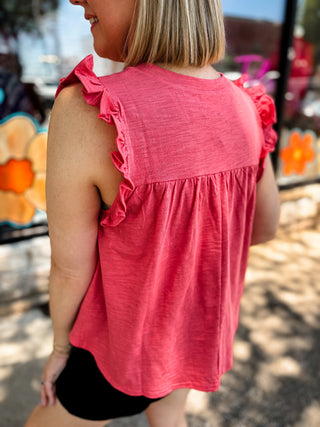 Coral Simply Sweet Ruffle Tank