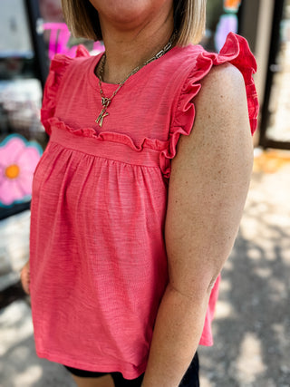 Coral Simply Sweet Ruffle Tank