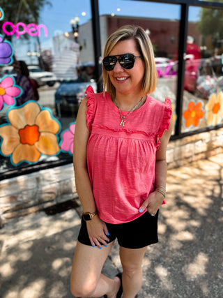 Coral Simply Sweet Ruffle Tank