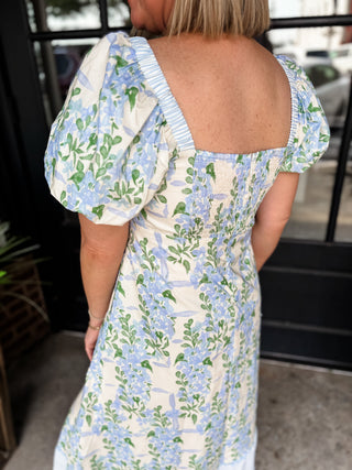 Blue Hydrangea Lane Midi Dress