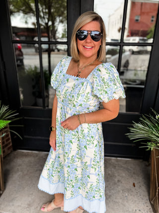 Blue Hydrangea Lane Midi Dress