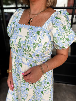 Blue Hydrangea Lane Midi Dress