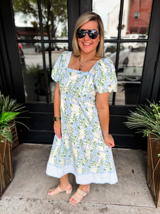 Blue Hydrangea Lane Midi Dress