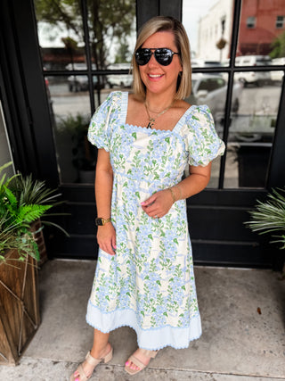 Blue Hydrangea Lane Midi Dress