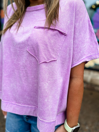 Lavender Halo Washed Oversized Top