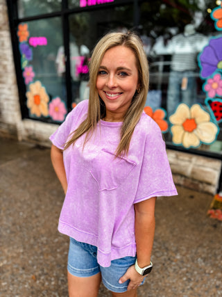 Lavender Halo Washed Oversized Top