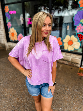 Lavender Halo Washed Oversized Top