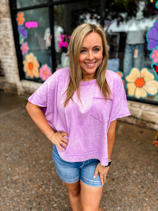 Lavender Halo Washed Oversized Top