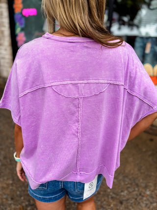 Lavender Halo Washed Oversized Top