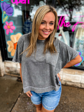 Ash Black Halo Washed Oversized Top