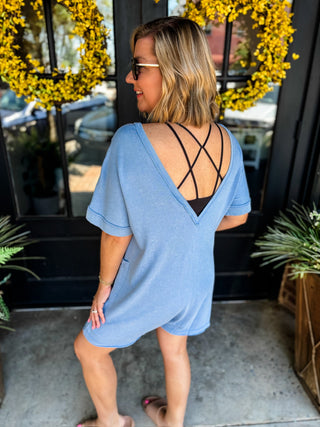 Dusty Blue Weekend Wander Romper