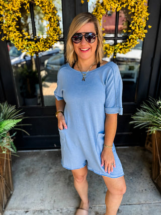 Dusty Blue Weekend Wander Romper